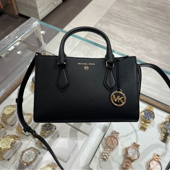 MICHAEL MICHAEL KORS Valerie Small Pebbled Leather Satchel Black NWT - Picture 2 of 16